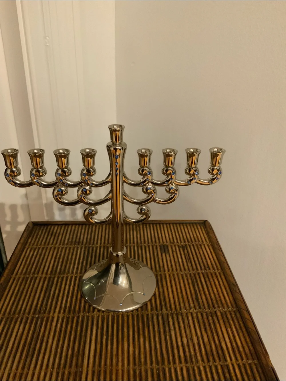 Harvey Lewis 9 Branch Menorah Made with Swarovski Elements Silver